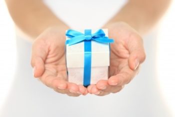 gift box in two hands