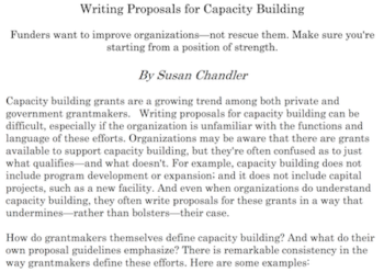proposals capacity
