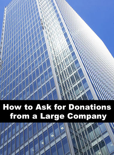 Asking large company for donations - skyscraper