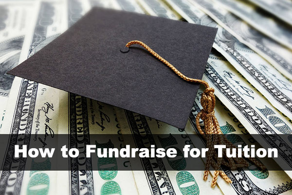 fundraising for tuition - mortarboard and hundred dollar bills